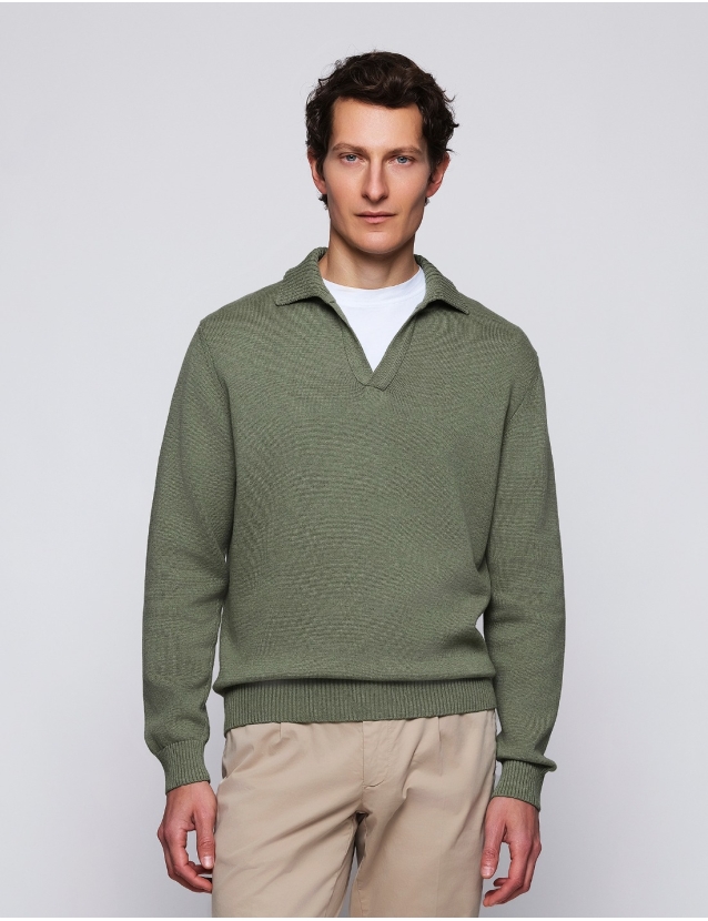 Jersey abertura algodón Verde