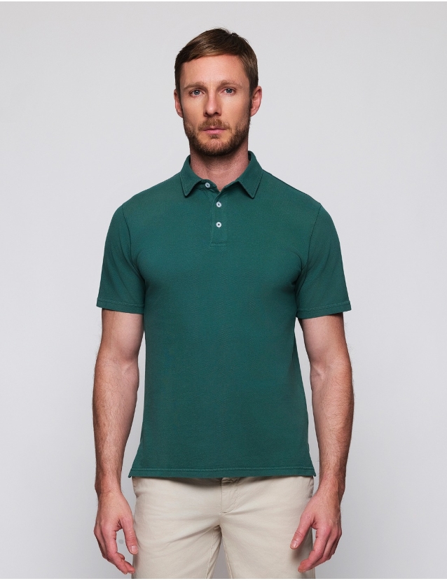 Polo pique lavado Verde