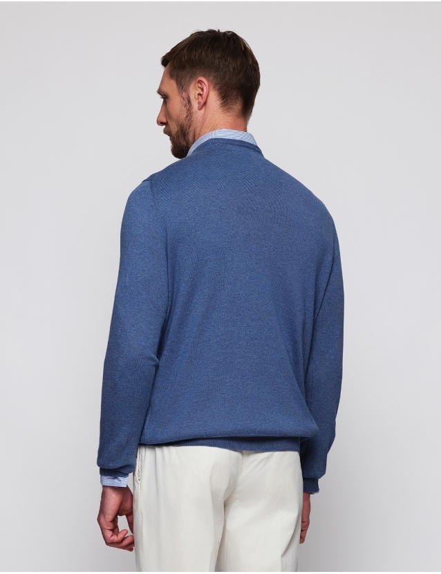 Jersey pico algodón Azul medio 2