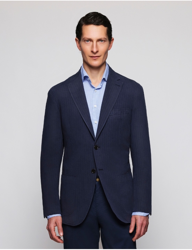 Chaqueta gabardina espiga Azul