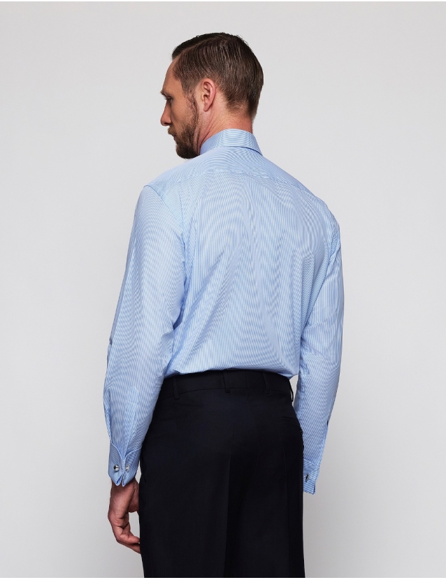Camisa vestir mil rayas Azul 2