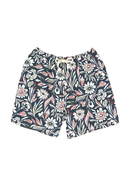 Traje de baño flores Azul marino
