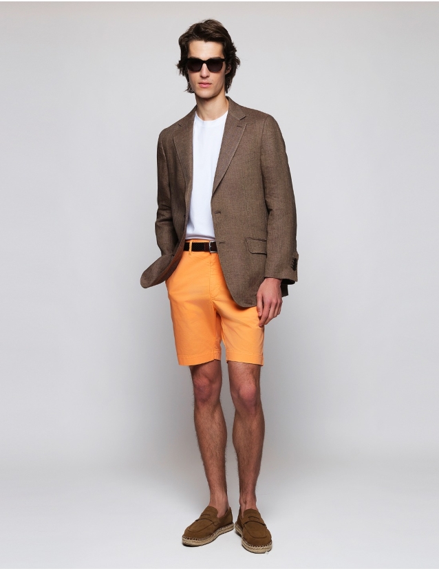 Chaqueta lino espiga Tostado