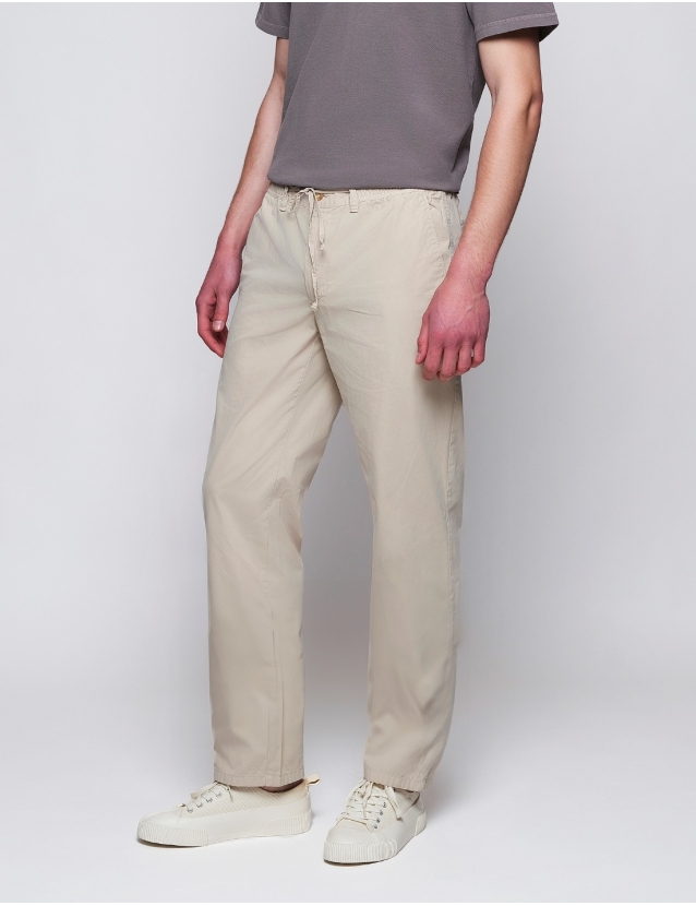 Pantalón popelin cuerda Beige 2