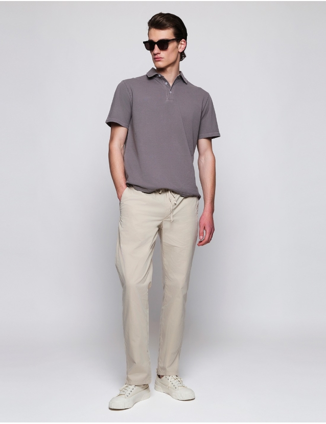 Pantalón popelin cuerda Beige