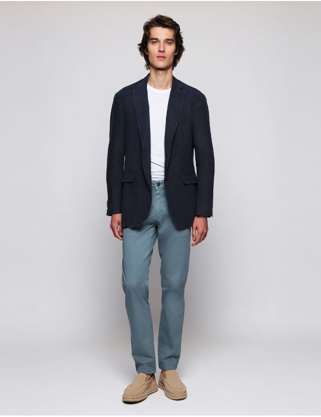 Pantalón chino popelin Azul...