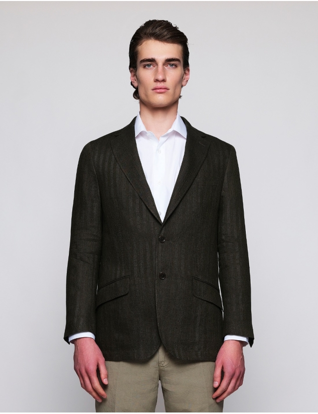 Chaqueta lino espiga Verde 2