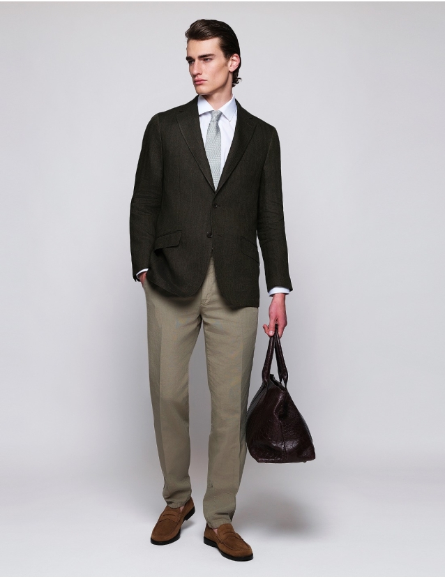 Chaqueta lino espiga Verde