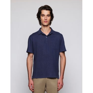 Polo manga corta lino Azul 2