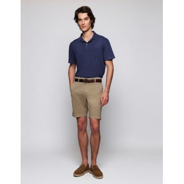 Polo manga corta lino Azul