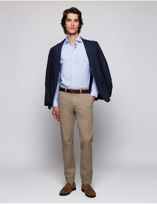 Pantalón chino popelin Kaki