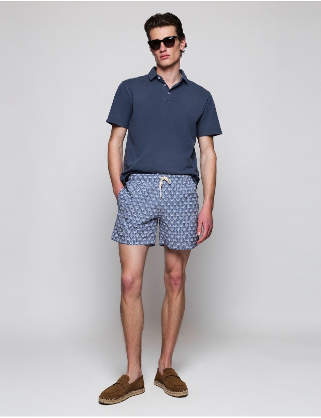Traje de baño palmeras Azul