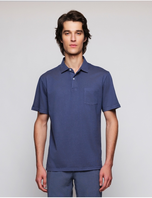 Polo jersey lavado Azul oscuro 2
