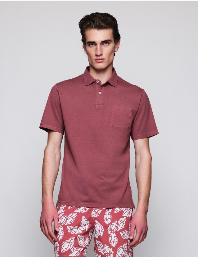 Polo jersey lavado Burdeos 2