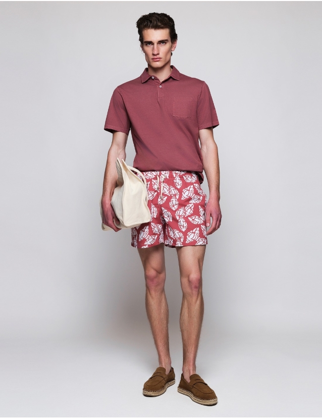 Polo jersey lavado Burdeos