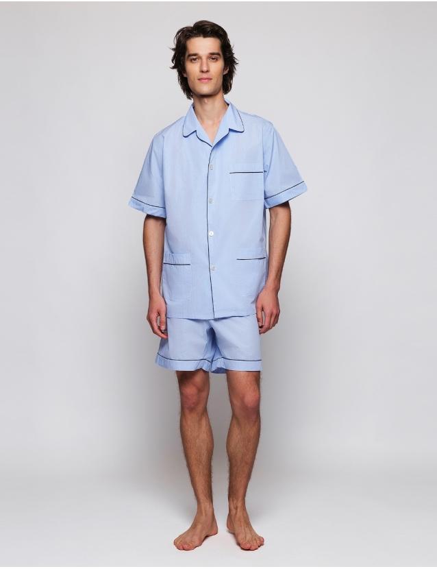 Pijama corto vichy Azul