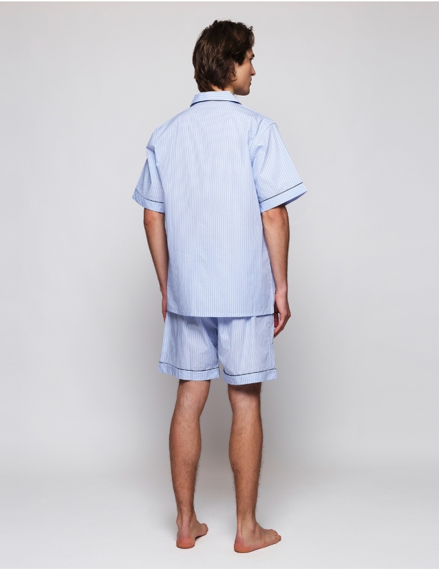 Pijama corto raya media Azul 2