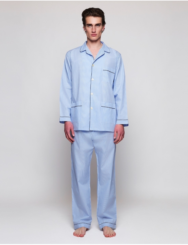 Pijama largo mil rayas Azul 2