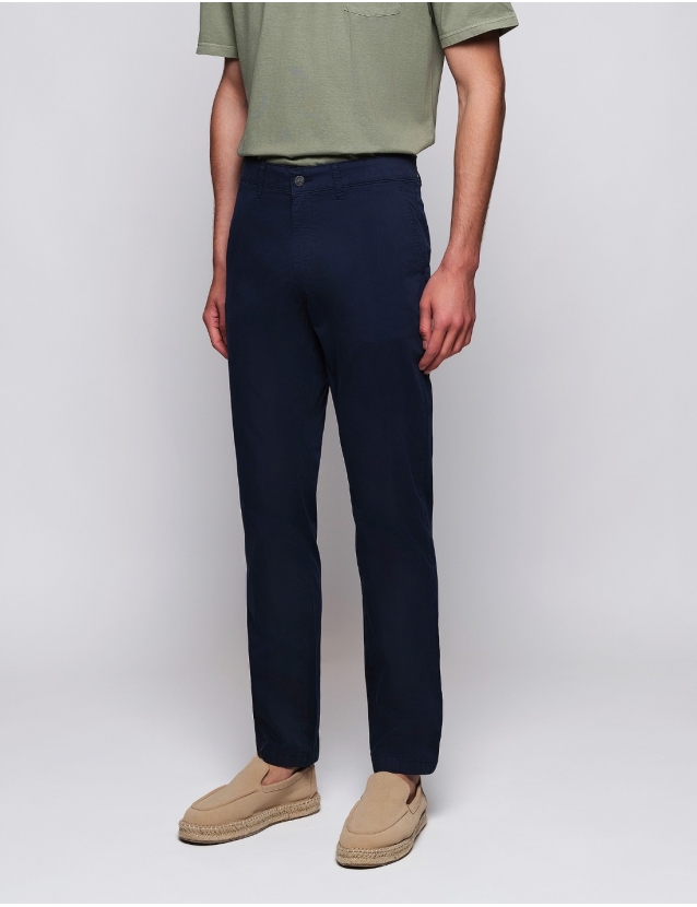 Pantalón chino popelin Azul... 2