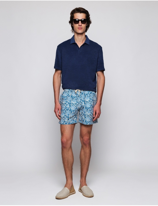 Polo rizo open collar Azul