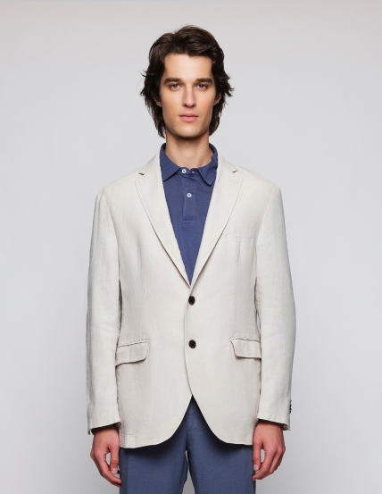 Chaqueta lino  lavada Beige