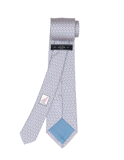 Corbata cadena herradura Azul/rosa