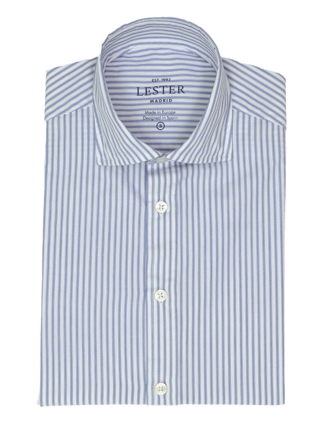 Camisa sport popelin doble raya Azul