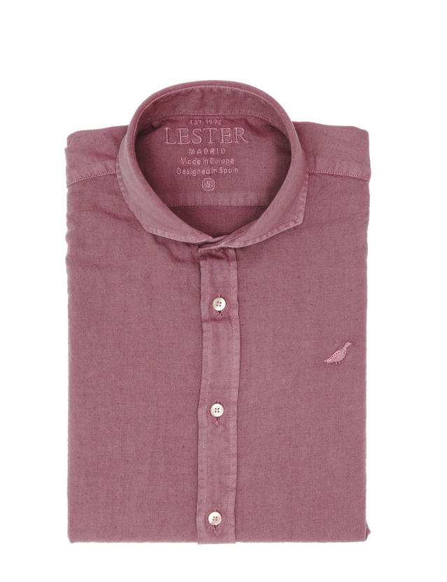 Camisa lino algodón lavada Burdeos