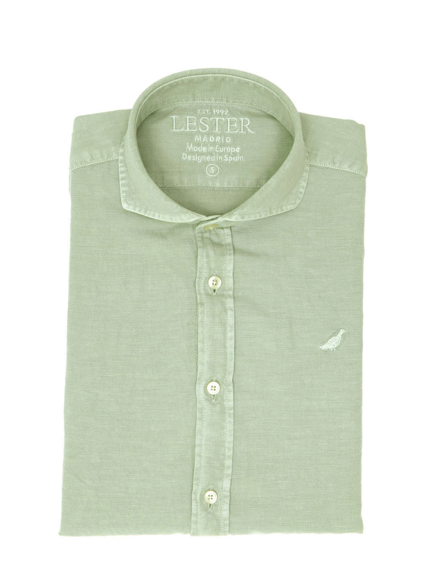 Camisa lino algodón lavada Beige