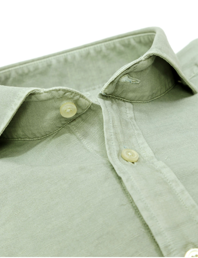 Camisa lino algodón lavada Beige 2