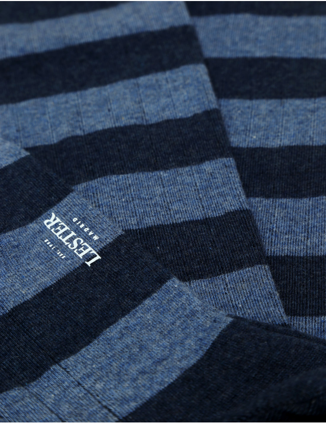 Calcetin algodón raya bicolor Azul/azul 2
