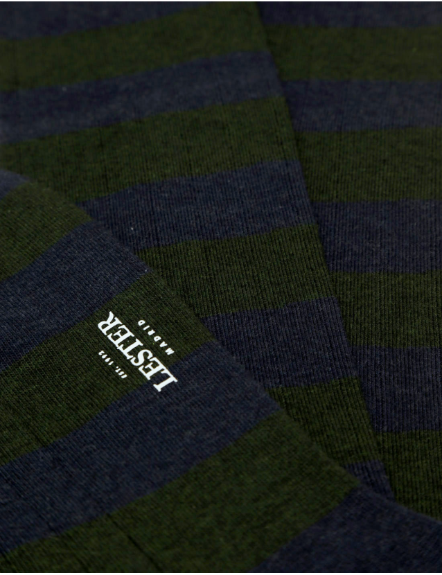 Calcetin algodón raya bicolor Azul/verde 2