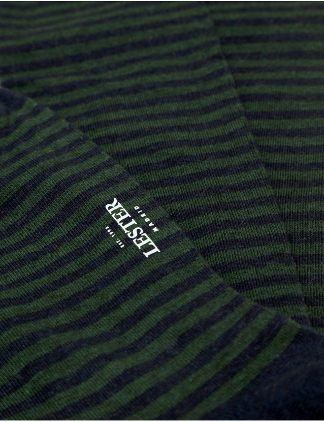 Calcetin algodón rayas finas Azul/verde 2