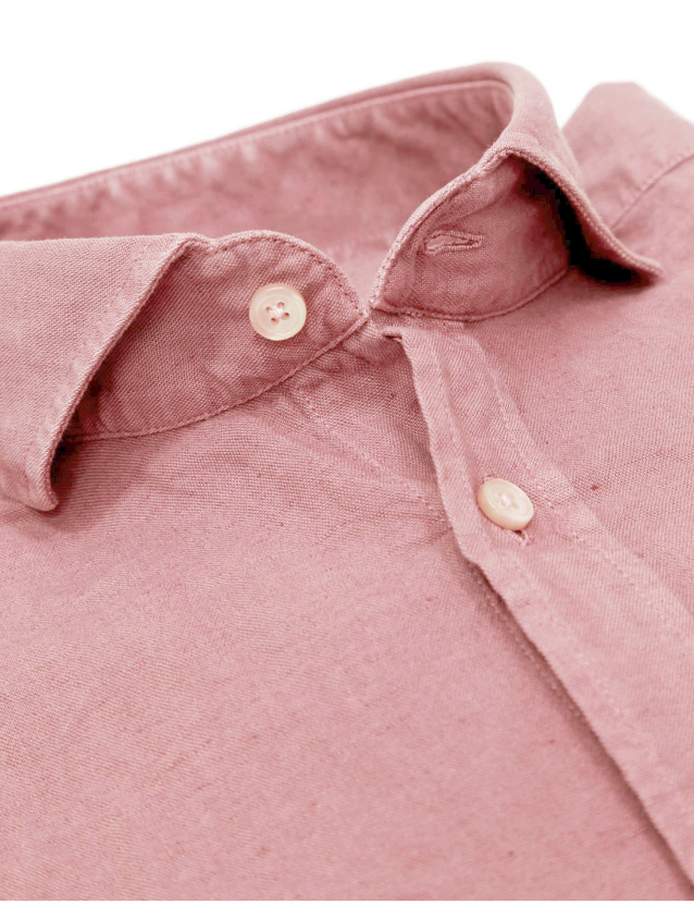 Camisa lino algodón lavada Rosa 2