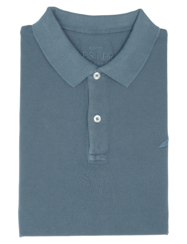 Polo manga corta lavado perdiz Azul medio