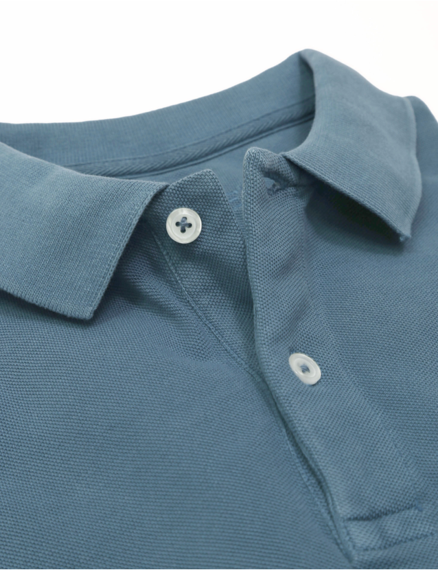 Polo manga corta lavado perdiz Azul medio 2