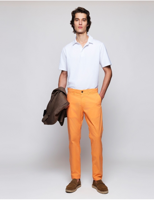 Pantalón chino popelin Naranja