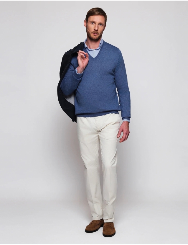 Jersey pico algodón Azul medio