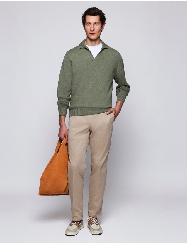 Jersey abertura algodón Verde