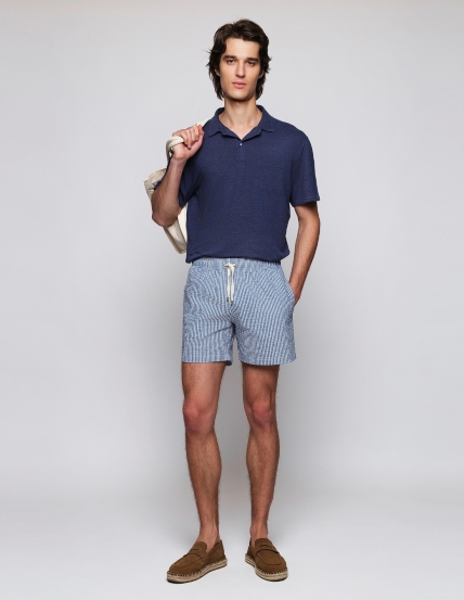 Traje de baño seersucker Azul