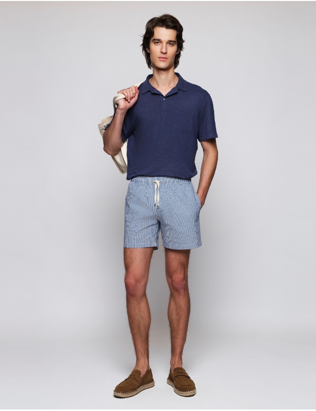 Traje de baño seersucker Azul