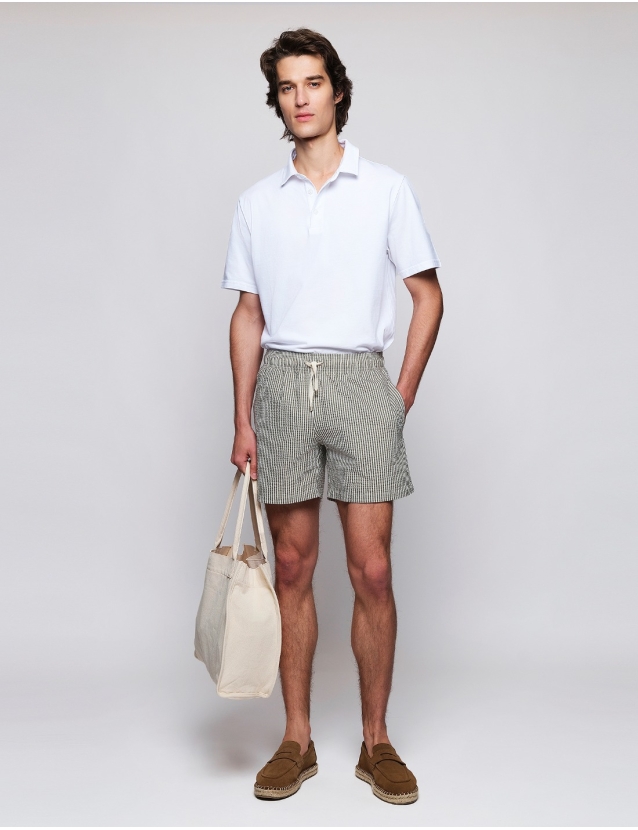 Traje de baño seersucker Kaki