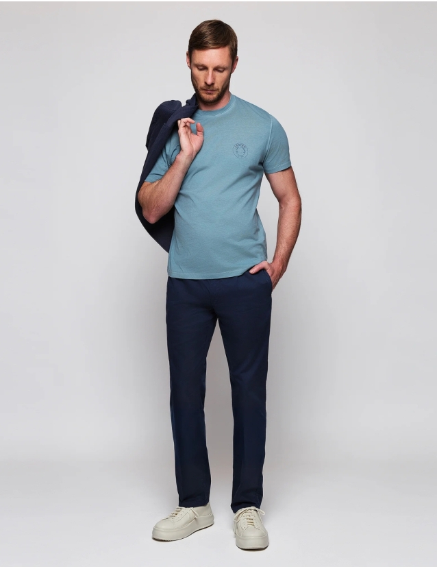 Pantalón satén c/p Azul marino