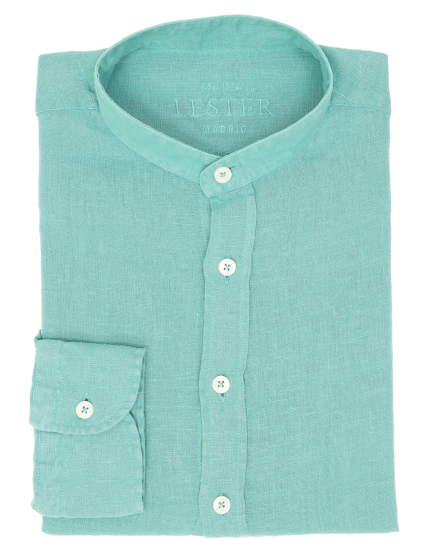Camisa mao lino lisa lavada Verde claro