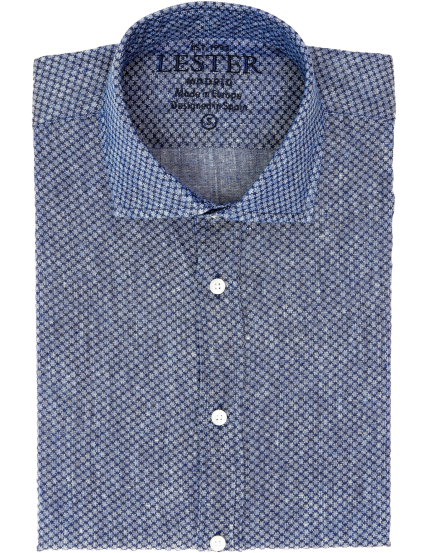 Camisa sport denim geometrico Azul