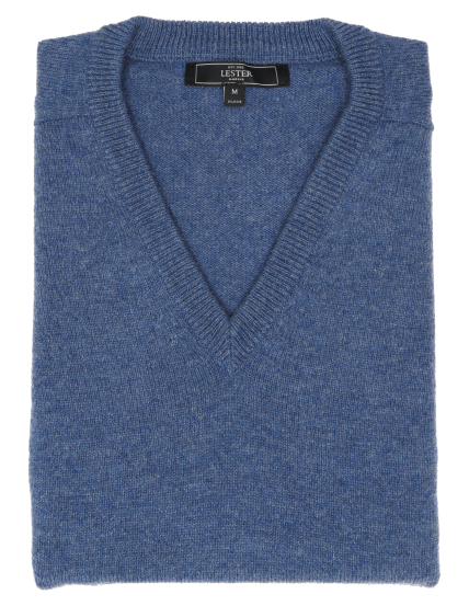 Jersey lana pico Azul medio