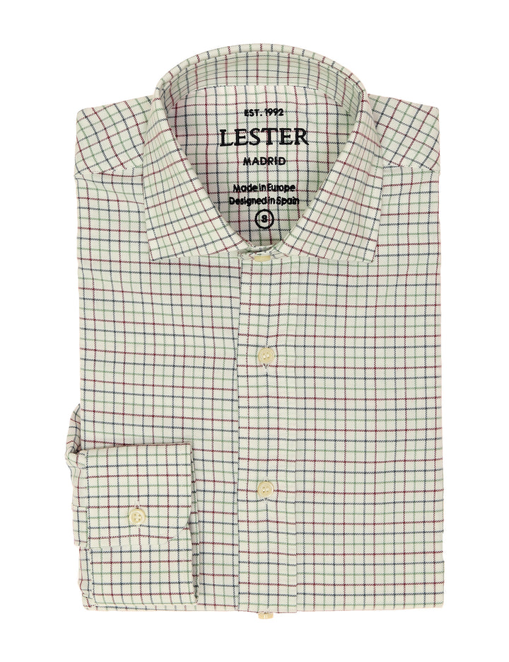 Camisa sport viela cuadro pequeño Burdeos/azul