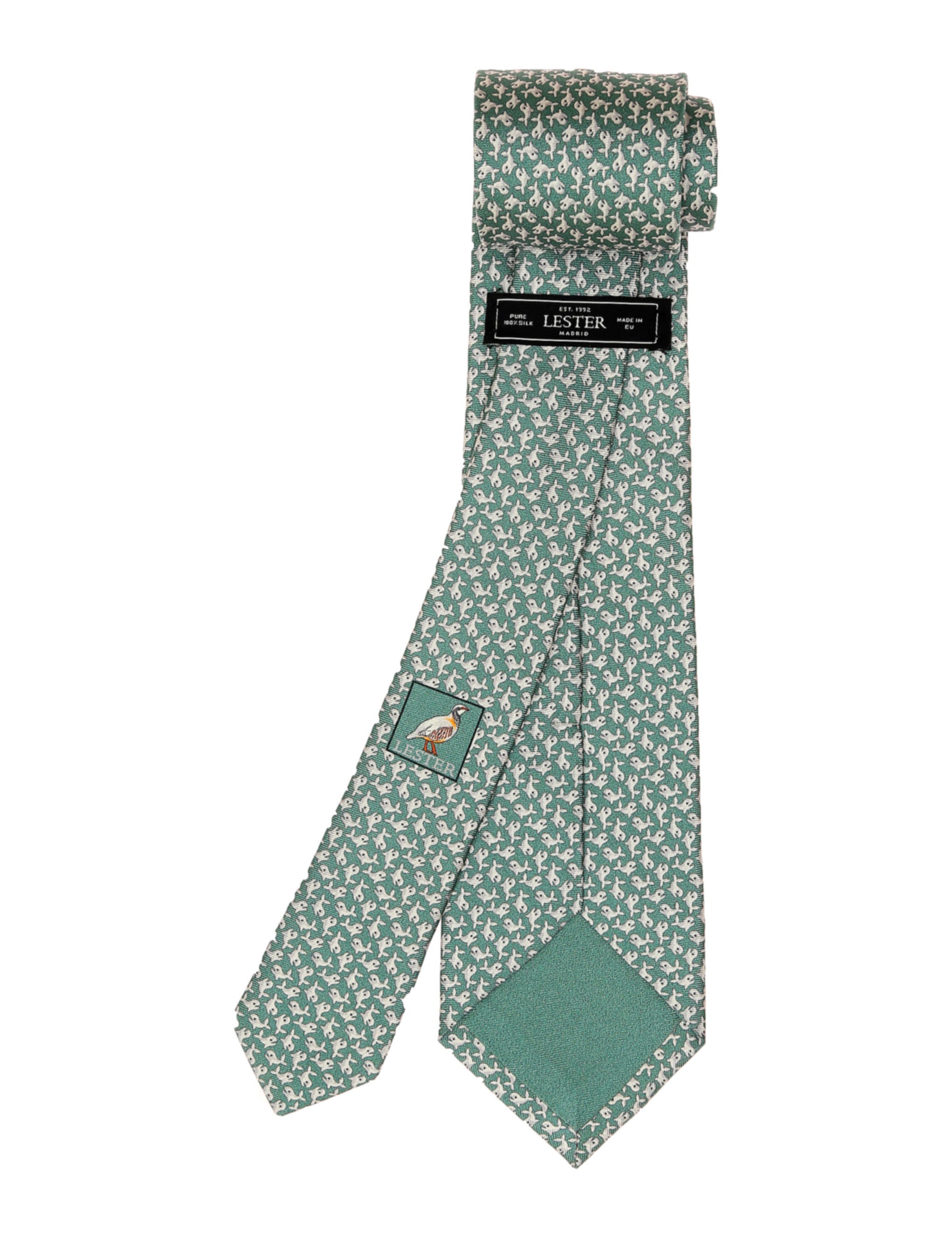 Corbata ballenas Verde/gris