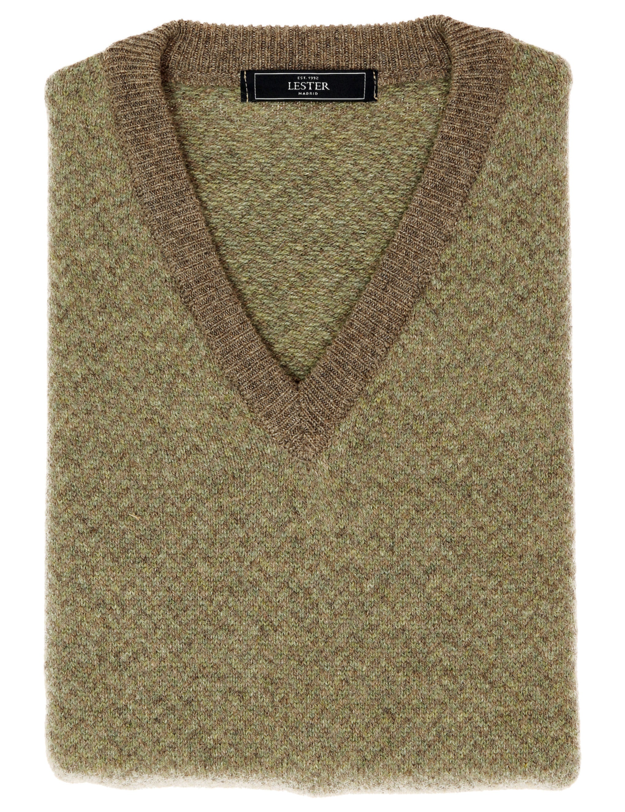 Jersey espiga lana Verde/beige