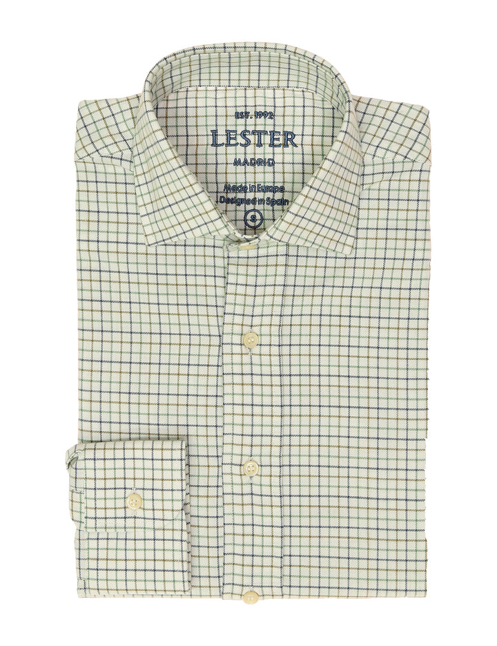 Camisa sport viela cuadro pequeño Azul/verde